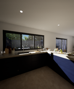 Remodelación de cocina con ventanas corredizas PVC pocket | Jet Black